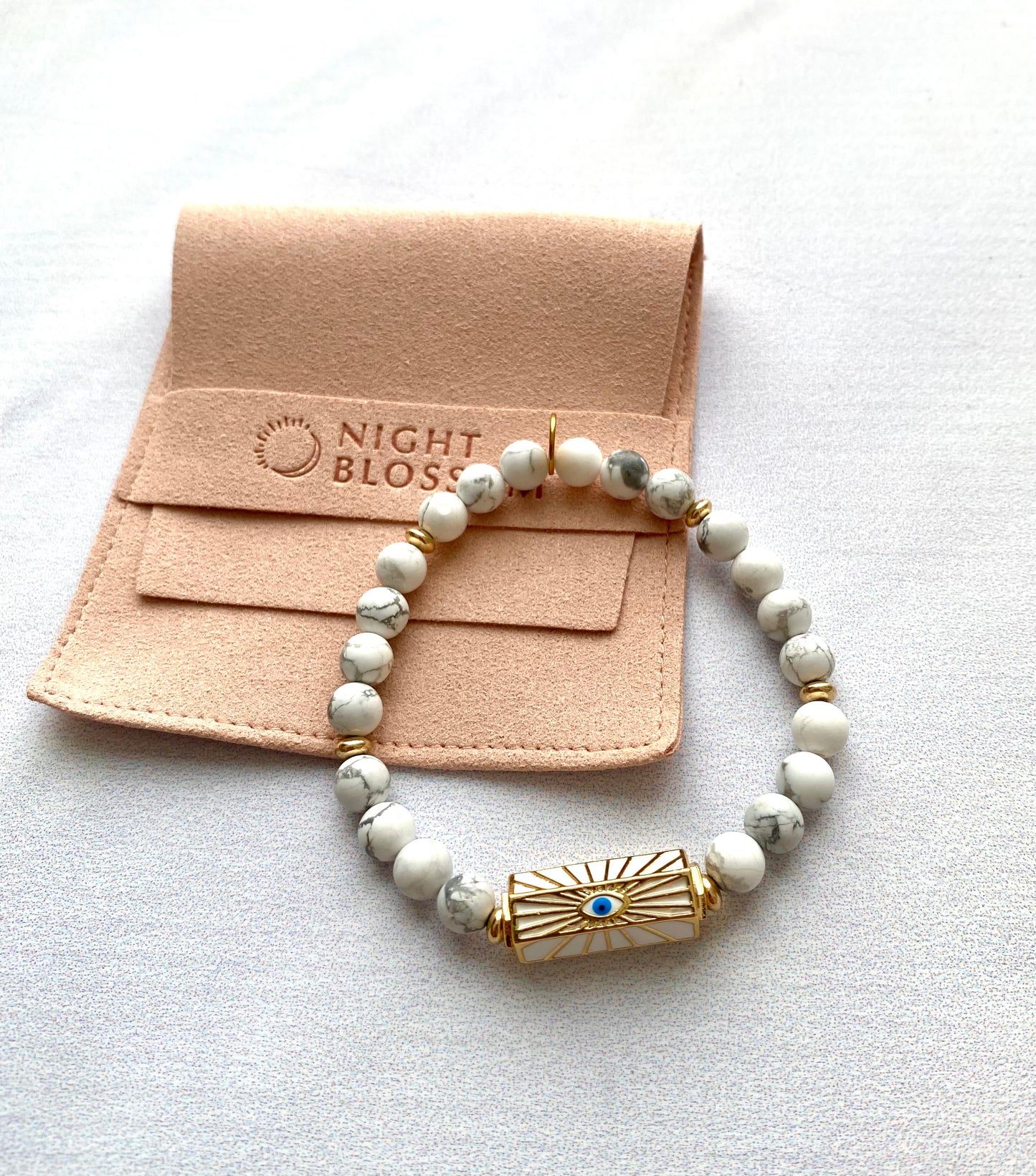 Evil Eye Barrel Bead Bracelet