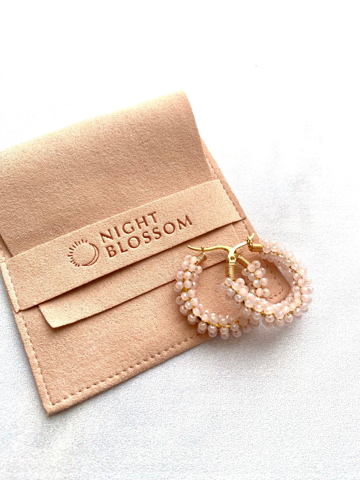 Rose crystal hoops