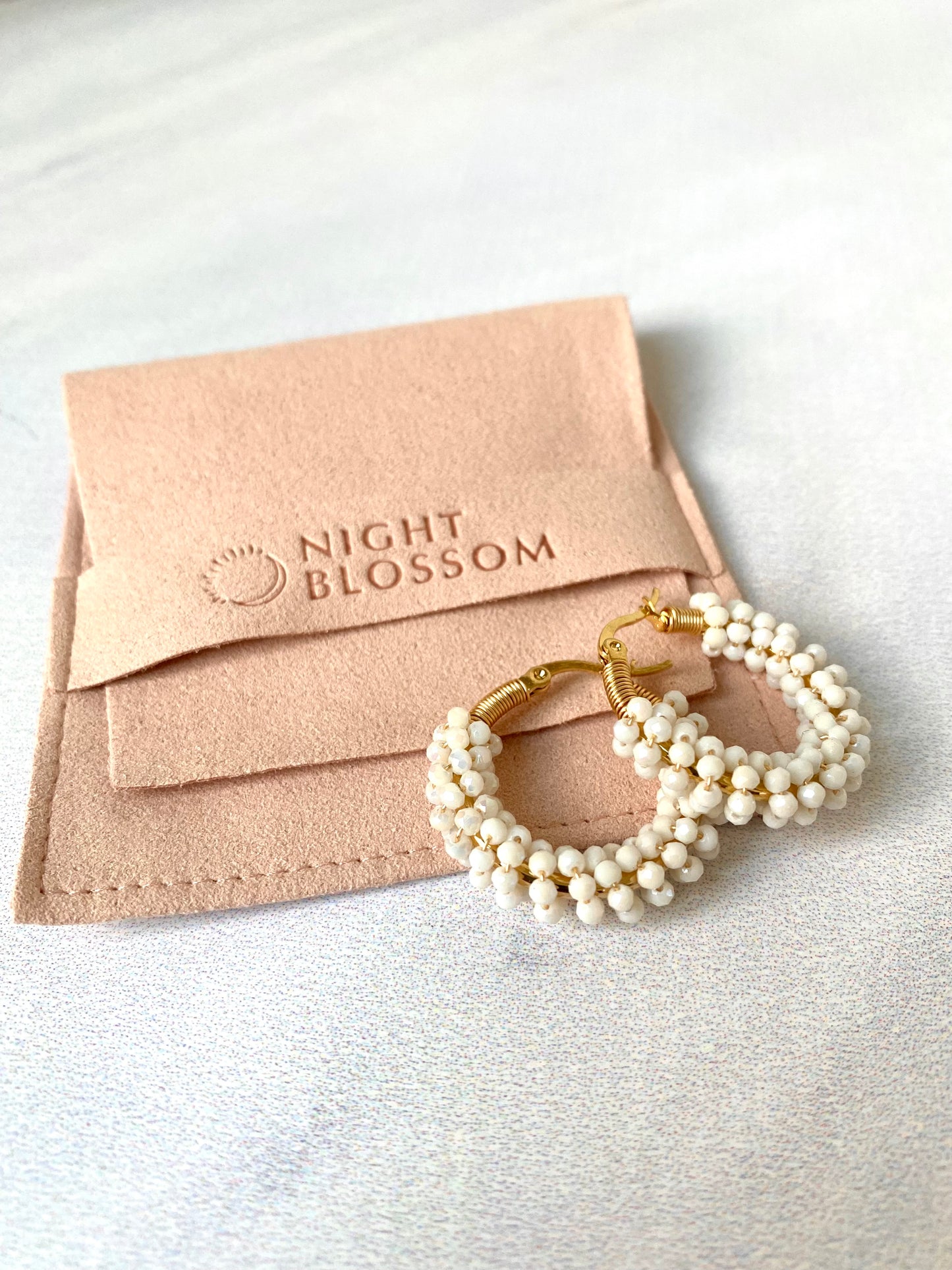 White crystal hoops