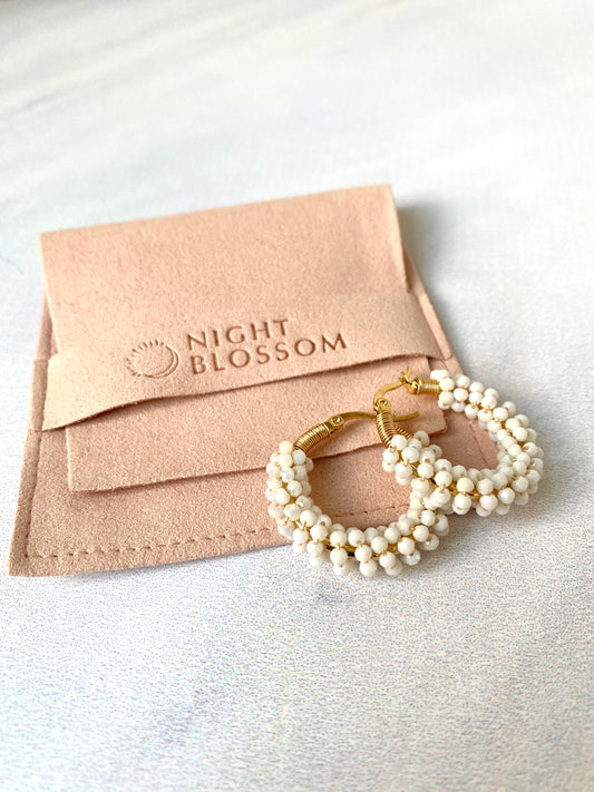 White crystal hoops