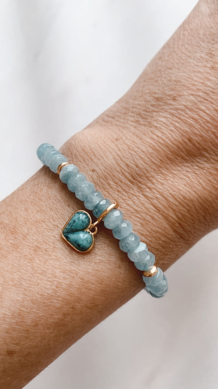 Aquamarine Heart Bracelet