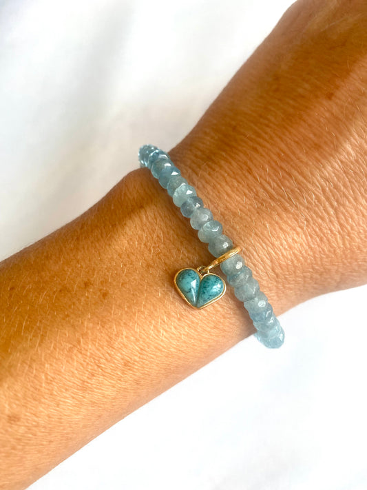 Aquamarine Heart Bracelet