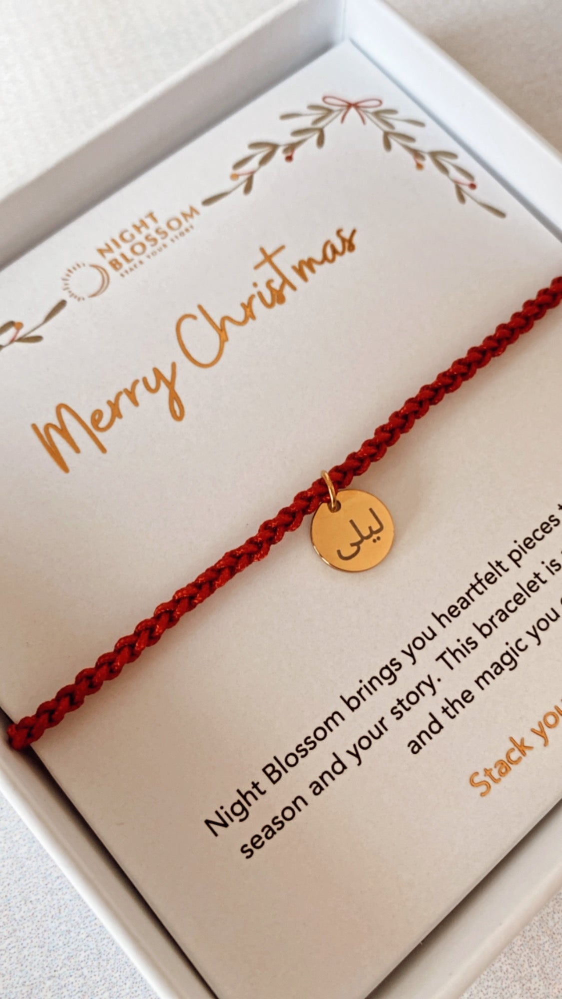 Festive Personalised cord charm bracelet