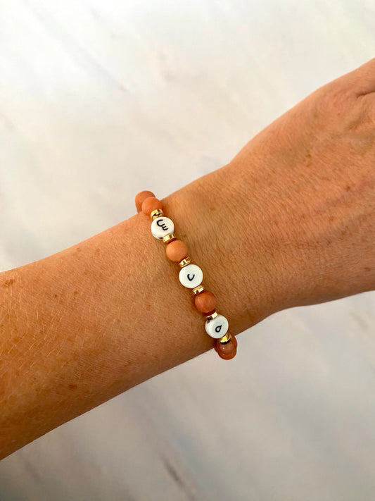 English triple initial bracelet