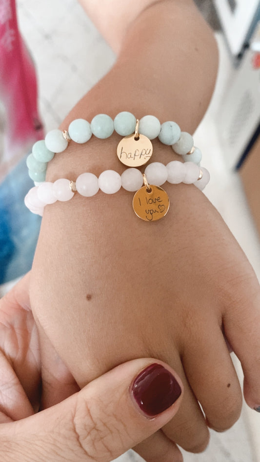 Handwritten charm bracelet