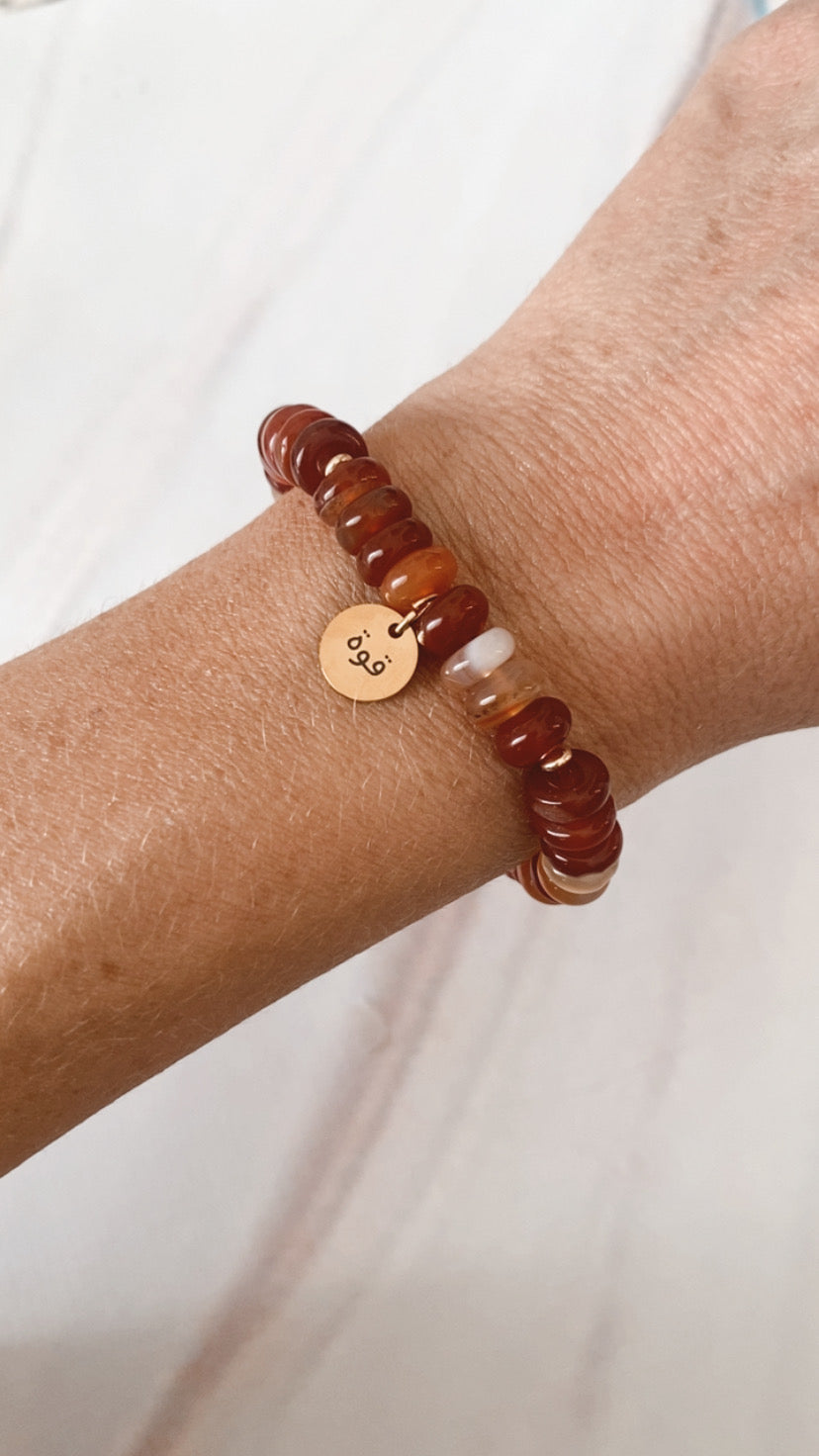 Red Agate Arabic Strength Charm Bracelet