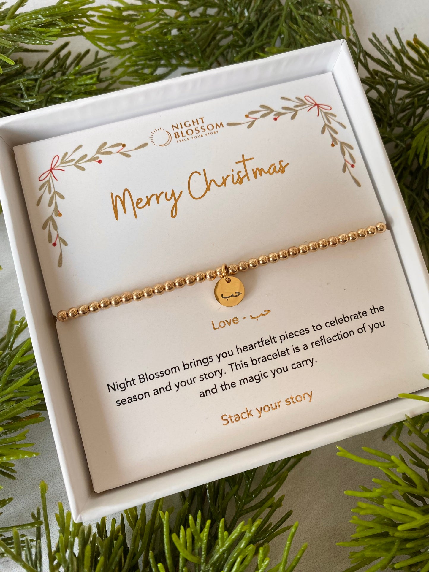 Festive gold affirmation charm bracelet