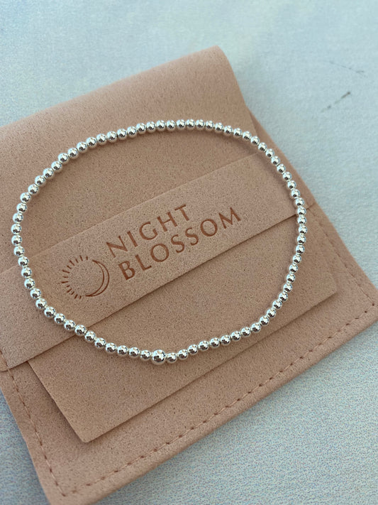 Silver beaded stacking bracelets