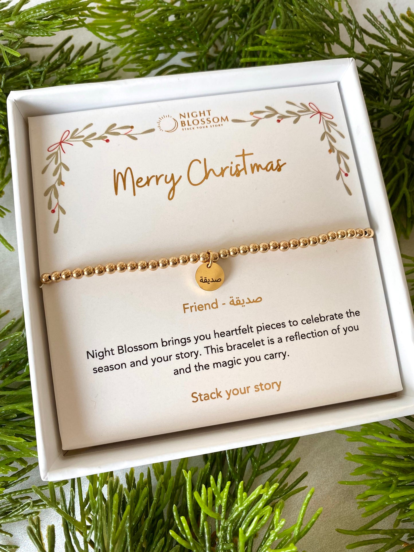 Festive gold affirmation charm bracelet