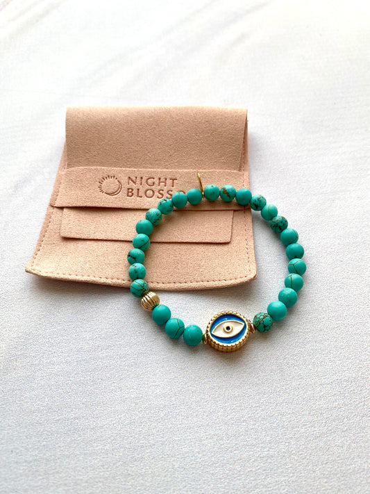 White and Turquoise Evil Eye Protection Bracelet