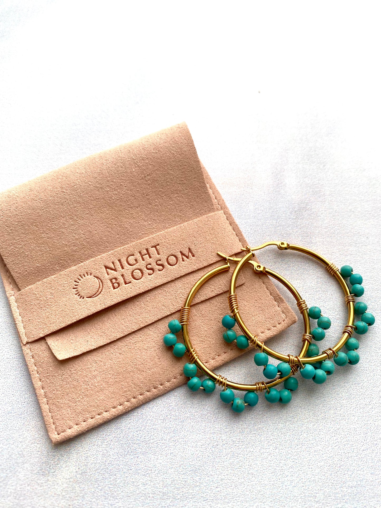 Turquoise stone hoops