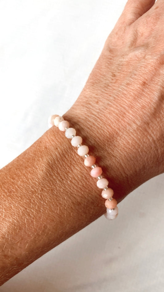 Pink Opal Crystal Arabic Love Charm Bracelet