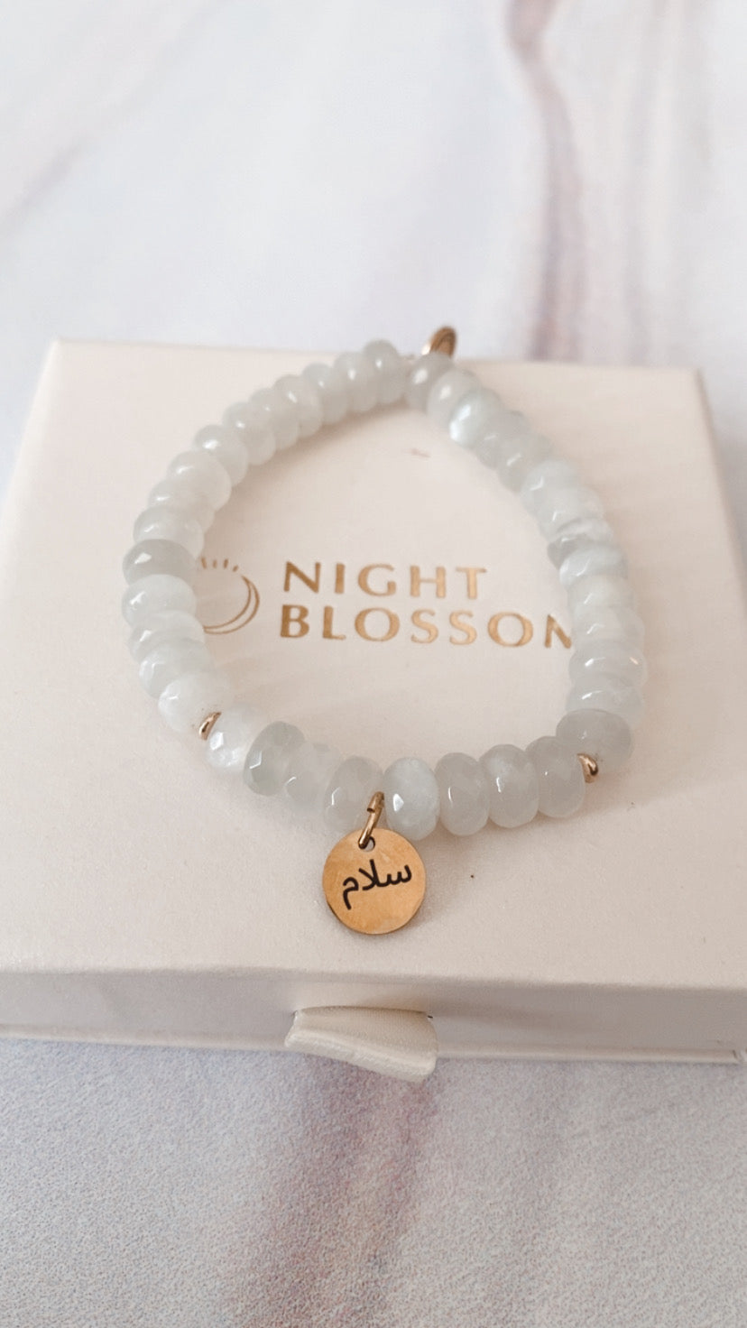 Moonstone Arabic Peace Charm Bracelet