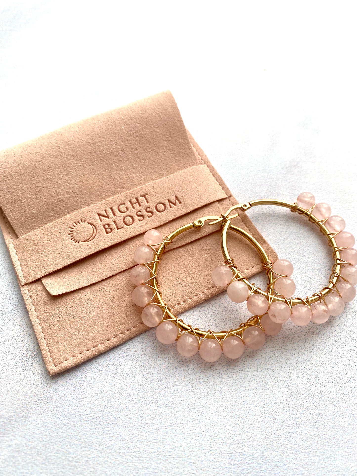 Rose beaded hoops