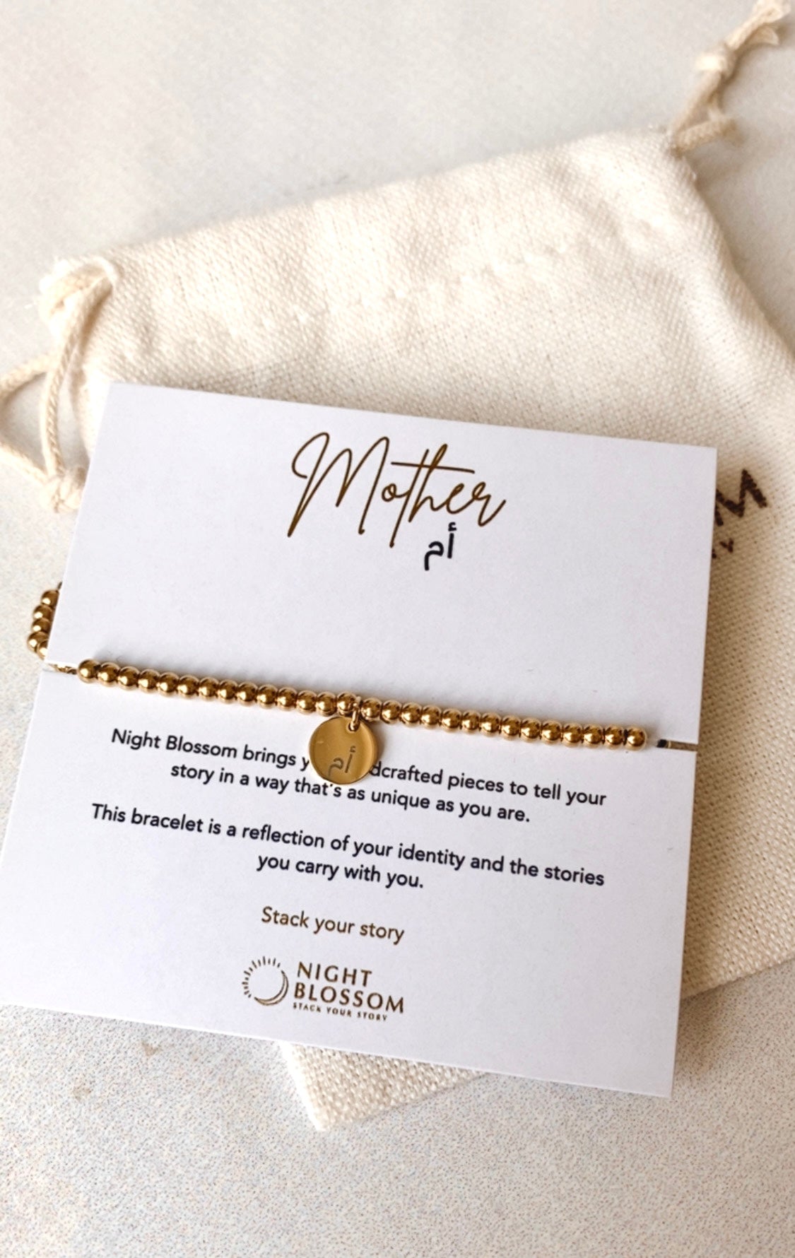 Arabic gold family charm bracelet