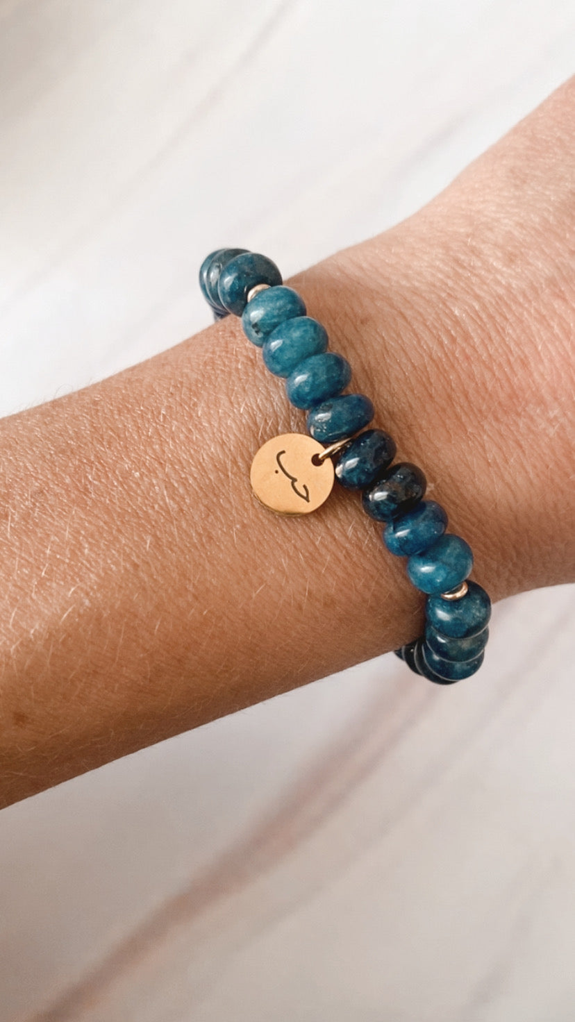 Blue Apatite Crystal Arabic Charm Bracelet