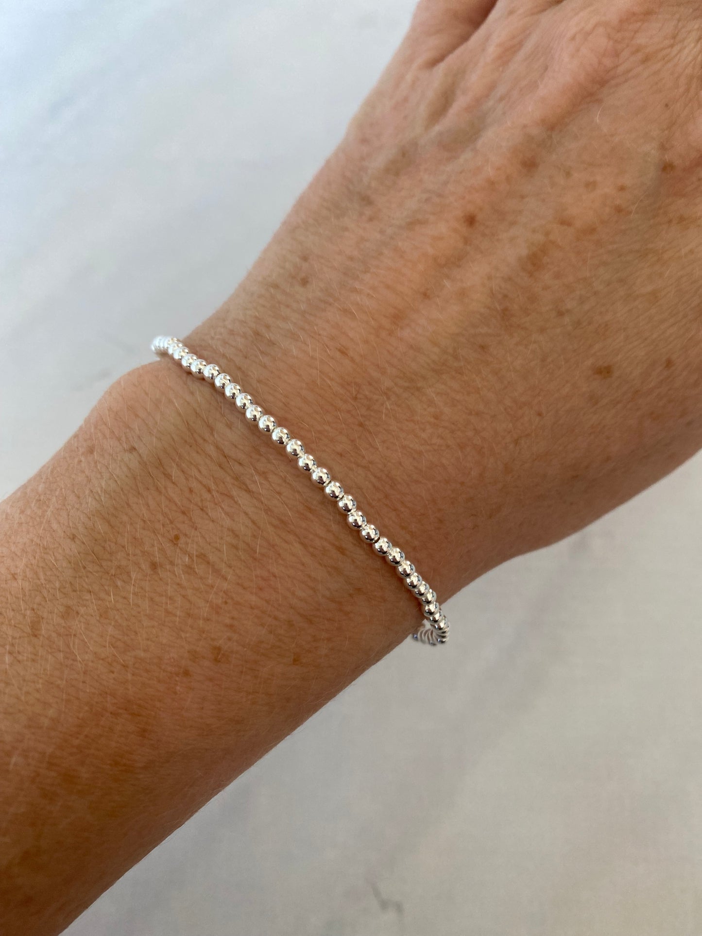 Silver beaded stacking bracelets