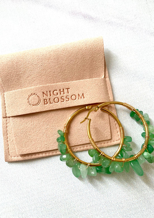 Green stone hoops