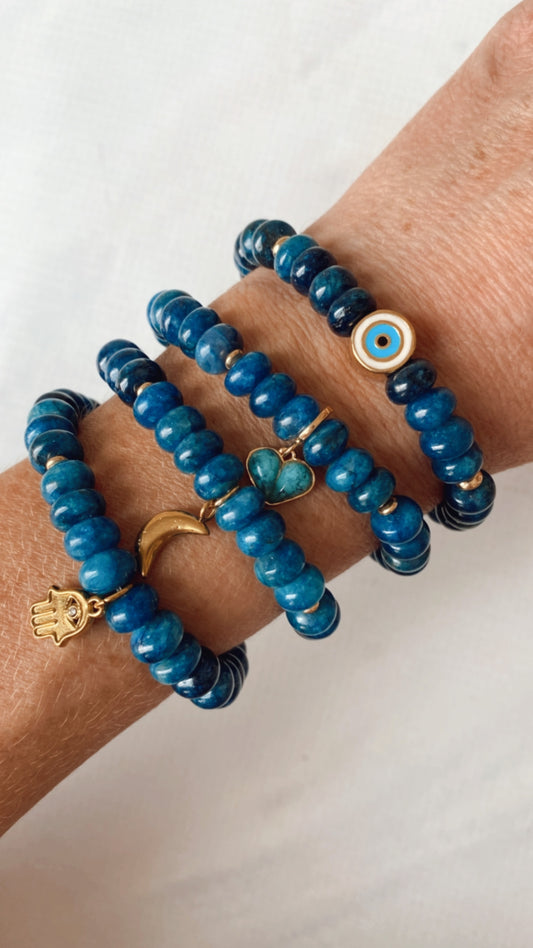 Blue Apatite Crystal Charm Bracelet