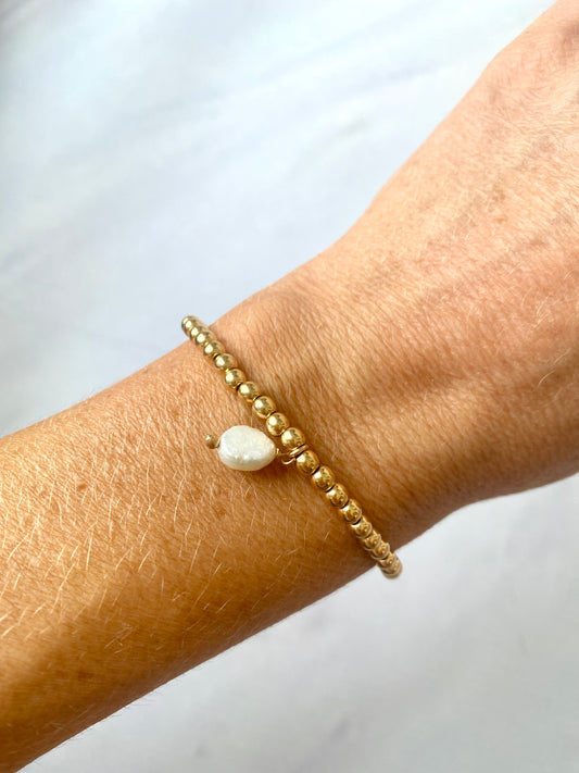 Pearl charm gold filled bracelet