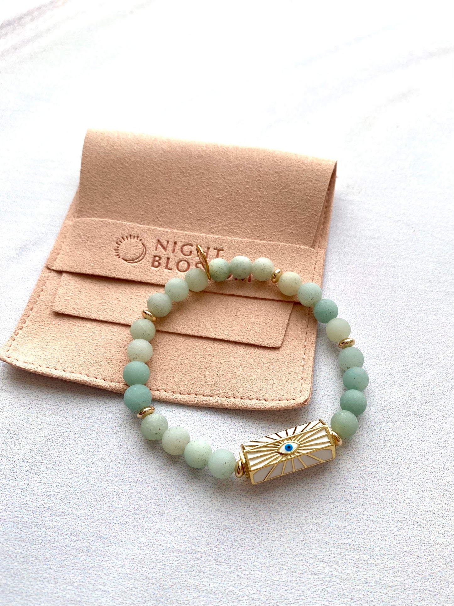 Evil Eye Barrel Bead Bracelet