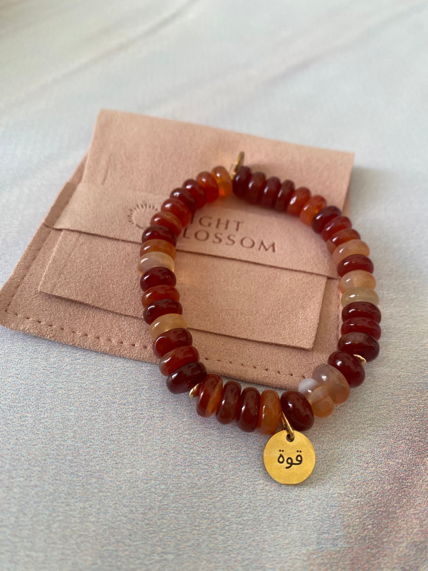 Red Agate Arabic Strength Charm Bracelet