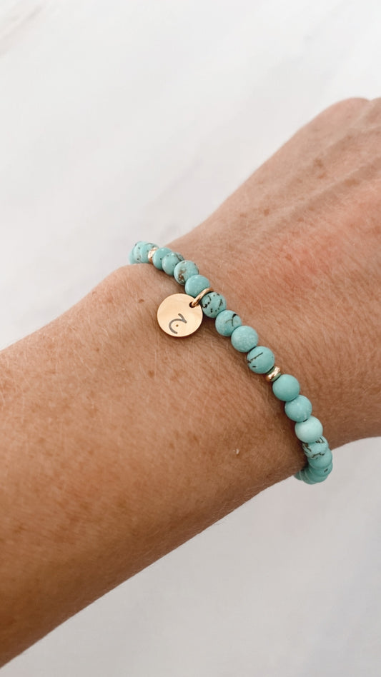 Slim Arabic initial charm bracelet