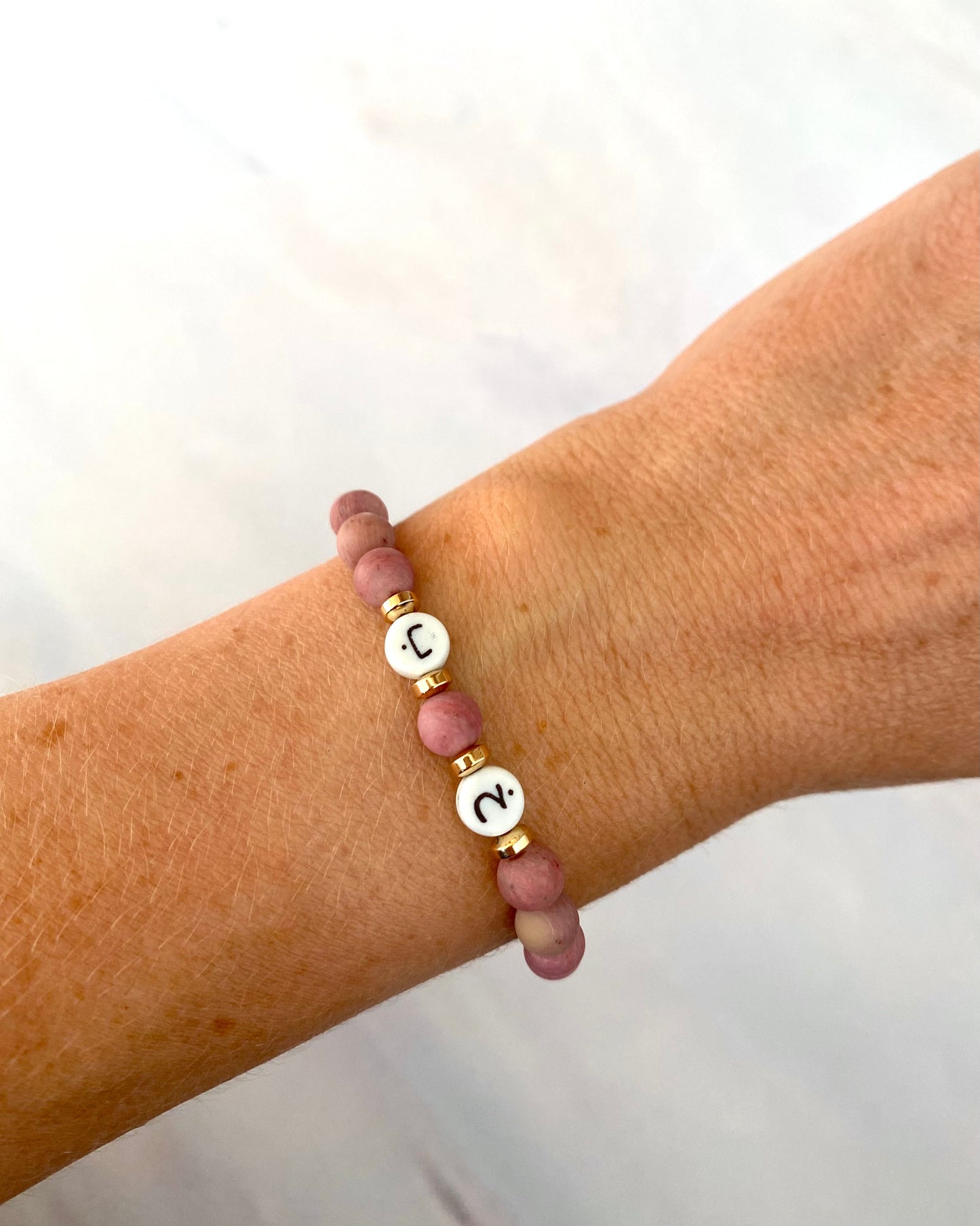 English double initial bracelet