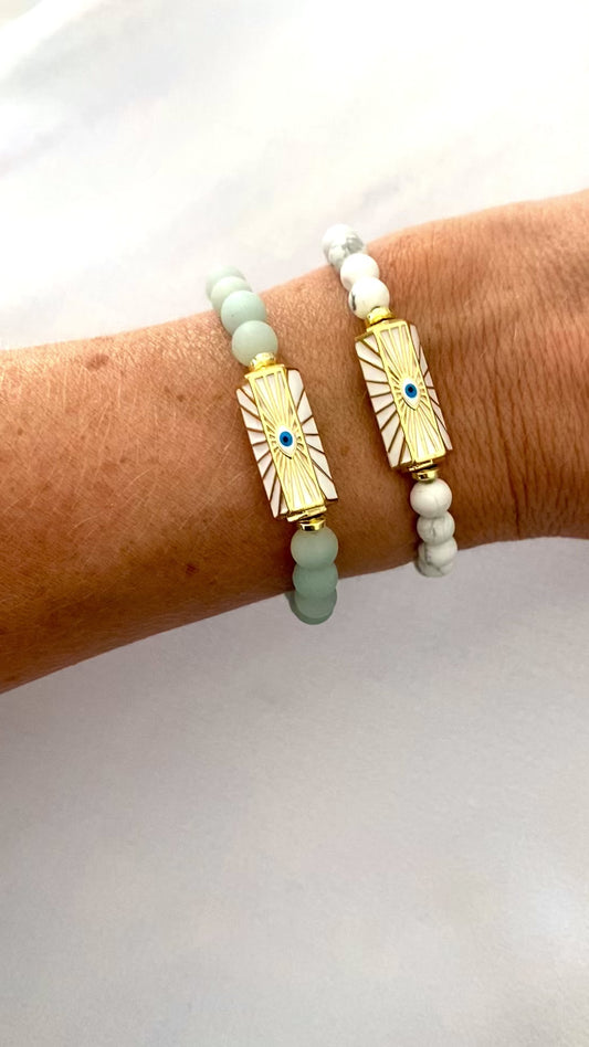 White Barrel bracelets